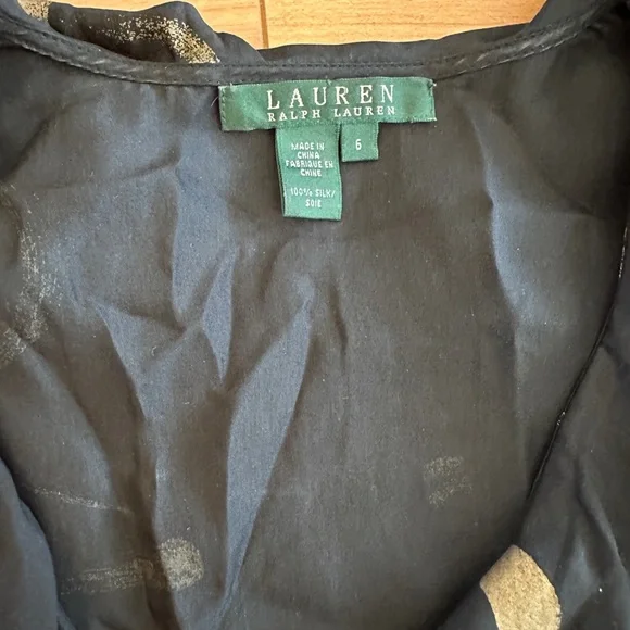 Ralph Lauren Gold and Black Silver Silk Blouse - Picture 2 of 4